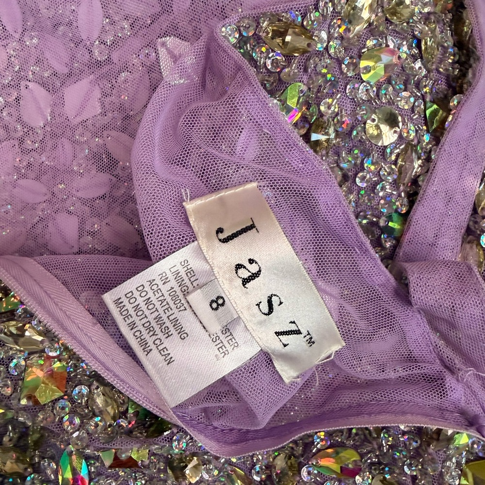 Lavender Sequin Halter Prom Dress - Picture 6 of 7